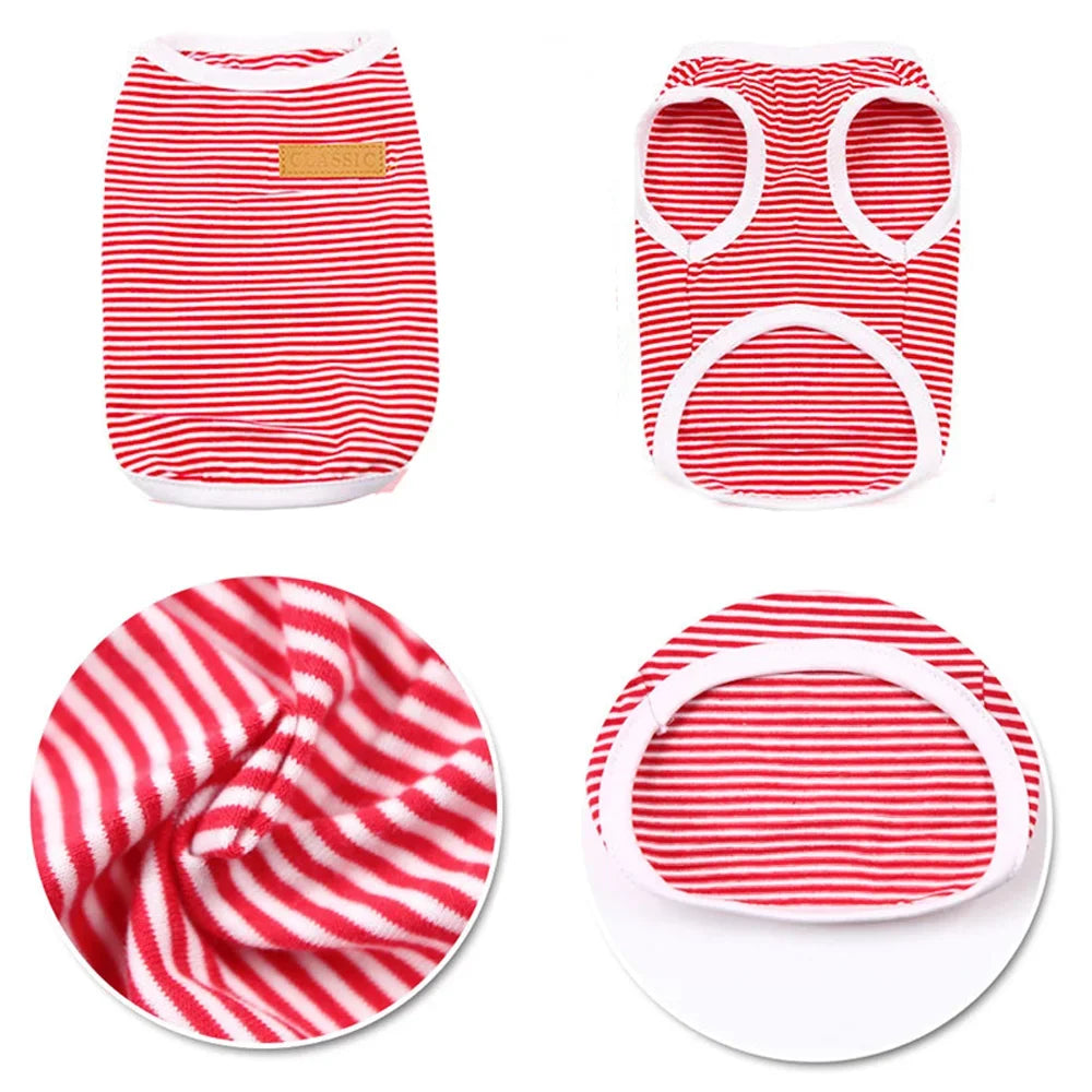 1PC Cute Dog Cat Pet Clothes Cotton Stripe Vest Pet Supplies