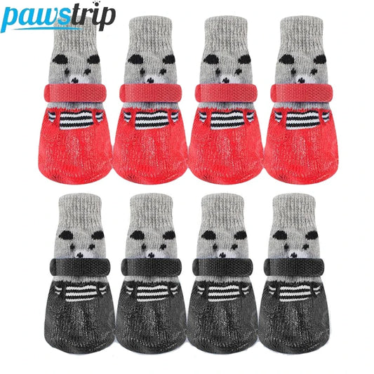 Winter Warm Pet Dog Shoes for Small Medium Dogs Rubber Cotton Socks Anti-Slip Pets Snow Boots Dog Accessories