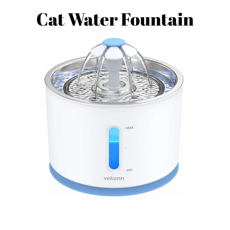 2.5L Automatic Pet Water Fountain For Cat Dogs With Stainless Steel And LED Light Water Level Window Cat Dog Pet Water Dispenser