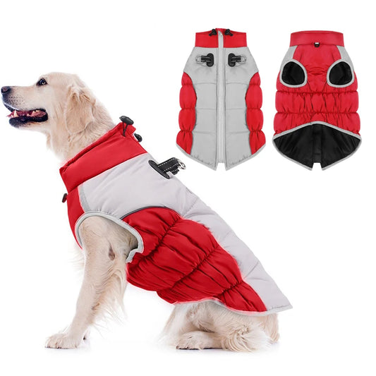 XL-6XL Zipper Dog Winter Coat Warm Dog Jacket Reflective Fleece Dog Cold Weather Vest with Leash D Rings for Medium Large Dogs