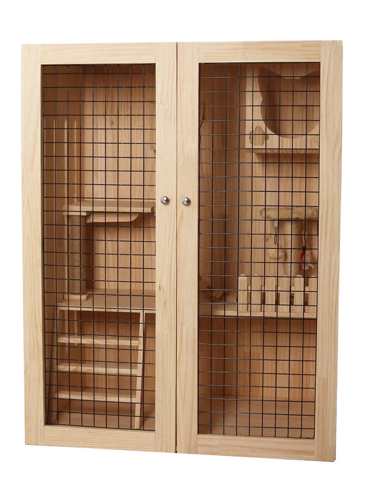 Solid Wood Cat House Wooden Cat Cage Pet House Upgraded High Quality Multi Layer Luxury Villa for Small Animal Box Jiangsu 1pcs