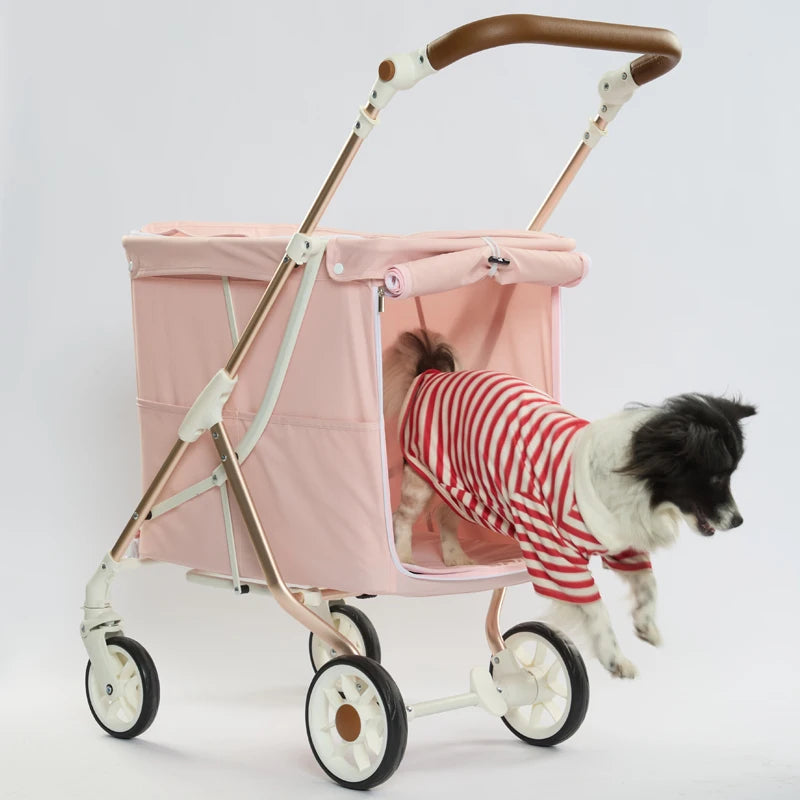 Small Folding Size Household & Outdoor Dog Cart Medium Size Pet Trolley Cart Stroller For Fat Cat