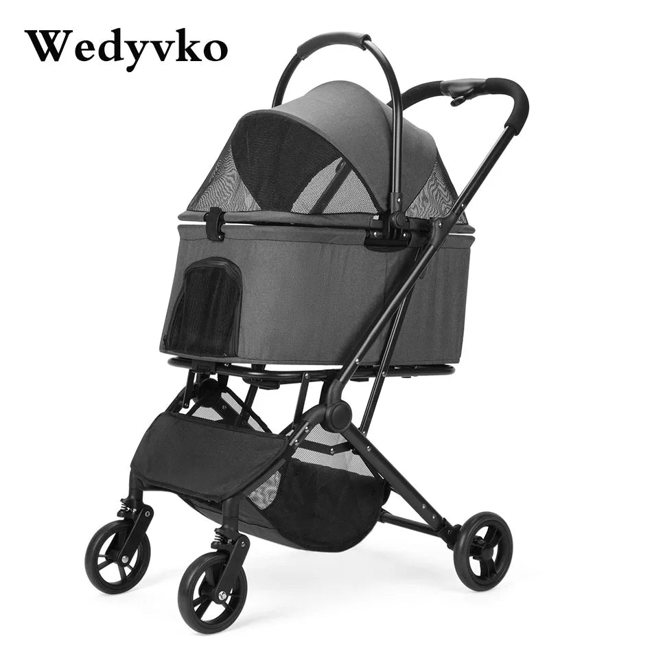 Pet Stroller Carrier Folding Dog Cat Travel Safe Breathable Portable Lightweight Smooth Ride Compact Design