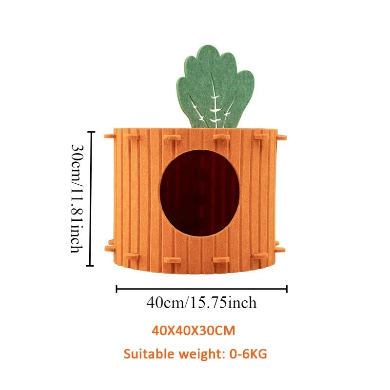 1pc Carrot-shaped Cat Bed, Warm and Comfortable Bunny Bed, Semi-enclosed Pet Cave Nest Small Pet House / Pet Bed