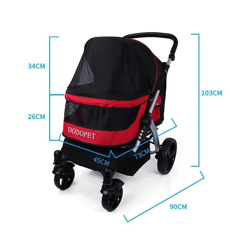 Pet Stroller Foldable Large Four-wheeled Large Medium Small Pet Go Out Cart for Samo Golden Retriever Outing Dog Stroller