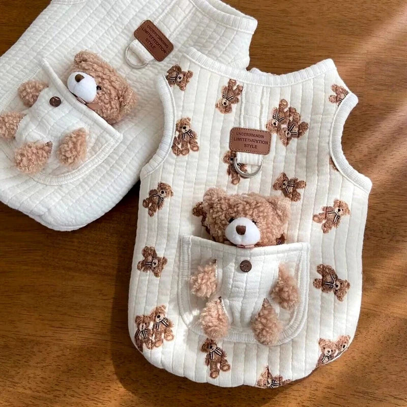 Puppy Clothes Autumn Winter Cat Fashion Desinger Vest Pet Cute Cartoon Soft Shirt Small Dog Harness Chihuahua Poodle Yorkshire