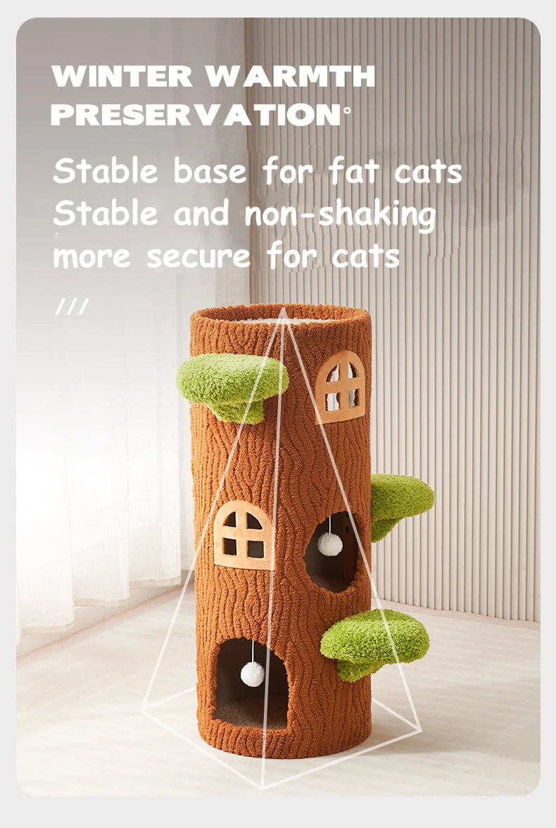 2024 Sustainable Gig Green Tree Cat Bucket Forest-Themed Pet Climbing Frame Comfort Fun Environment Cat Tree House