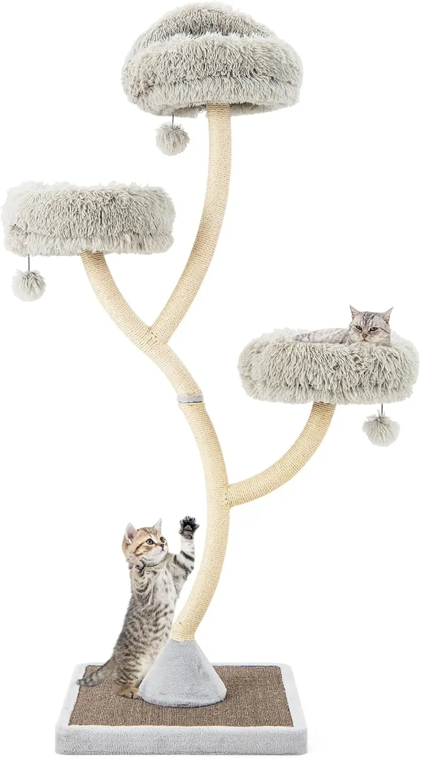 PETSITE 70" Tall Cat Tree, Cat Tower with Scratching Posts and Board, Multi-Level Cat Tower for Large Cats 20 lbs+ with 3 Cozy