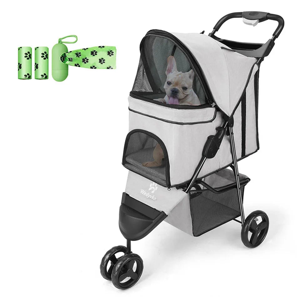 애완견 유모차 Portable pet trolleys 3 Wheels Pet Strollers Outdoor Travel Carrier Cat Dog Pet Cart Strollers