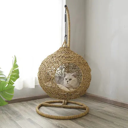 Rattan Weave Cat House Hammock Cat Hanging Basket Spherical Cat Dog Bed Basket Home Design Pet Cat Accessories