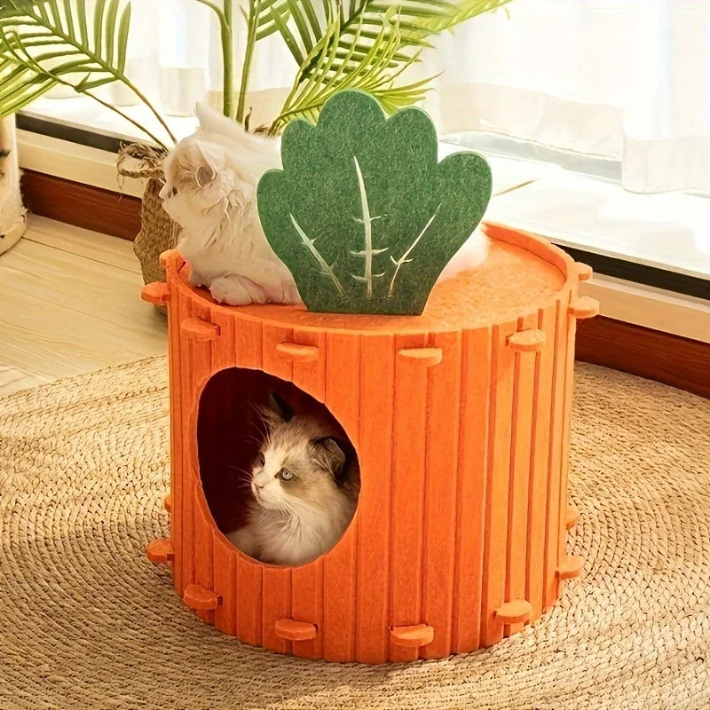 1pc Carrot-shaped Cat Bed, Warm and Comfortable Bunny Bed, Semi-enclosed Pet Cave Nest Small Pet House / Pet Bed