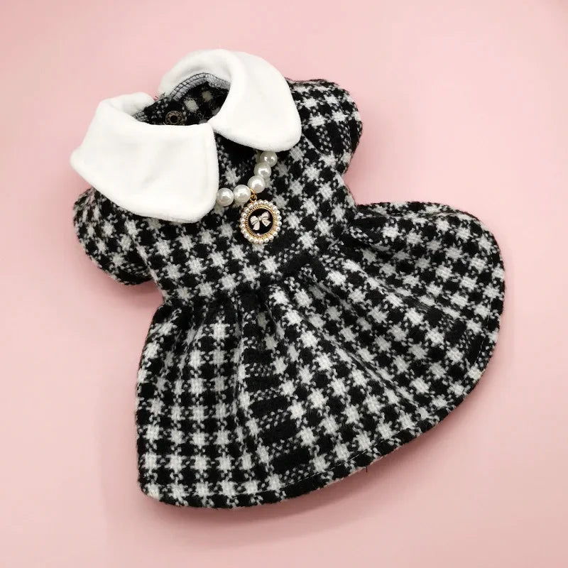 Pet Tweed Dress Spring Autumn Jackets Dog ClothesTeddy Bear Schnauzer Puppy Cat Warm Pet Clothes Dog Christmas Clothes