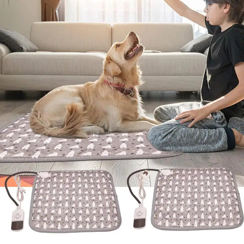 Waterproof Heated Pet Pad with Adjustable Temperature - Ideal Animal Bed for Cats and Dogs, Indoor Warming Mat for Cozy Winter Snuggles!