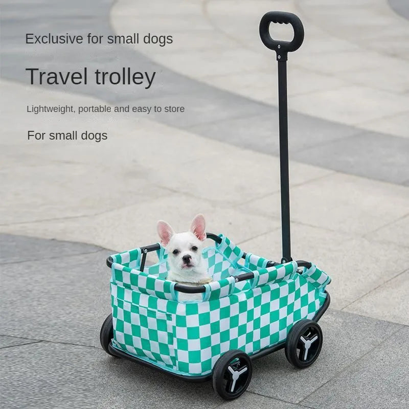 Small Dog Pet Cart Lightweight and Foldable for Cats and Dogs Outdoor Handcart for Strolling Cats and Dogs