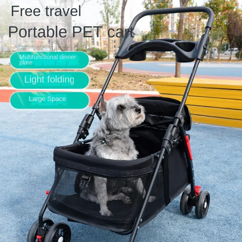 Pet stroller for going out, puppy stroller, dog stroller, small, lightweight, foldable, and dedicated for cats and dogs