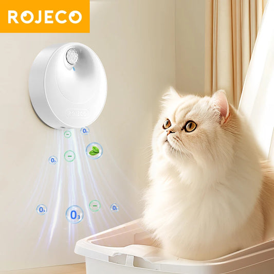 ROJECO 4000mAh Smart Cat Odor Purifier Cat Toilet Deodoriser For Cat Litter Box Automatic Pet Toilet Deodorant Purifier Supplies