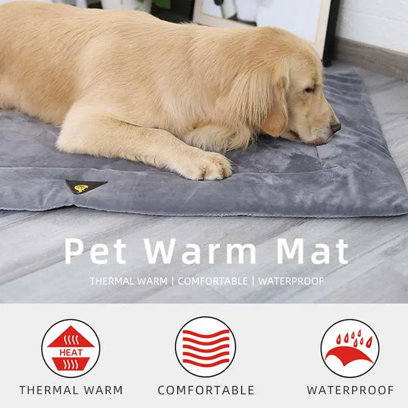 AiroPaws™ Self-Heating Flannel Pet Bed - Comfortable Mat for Elderly Dogs & Cats, Winter Thermal Supplies, Waterproof Warming Pad for Cozy Nights!