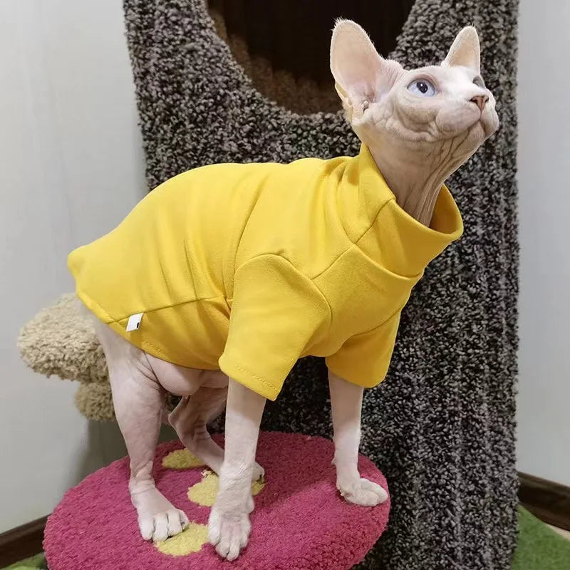 Winter Warm Sphynx Cat Clothes Turtleneck Hairless Kitten Jacket for Small Medium Dogs Cat Pajamas Soft Shirt Chihuahua Costumes