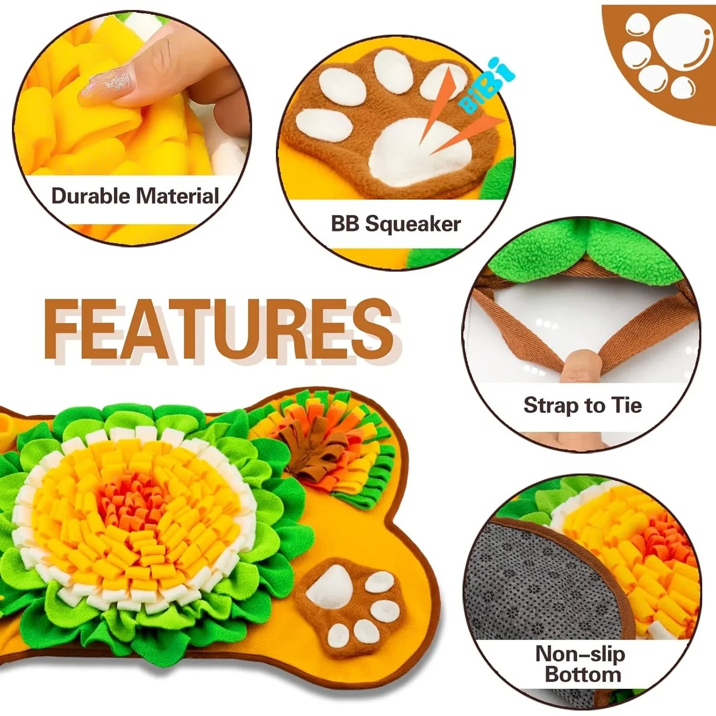 Snuffle Mat for Dogs Pet Snuffle Mat for Small and Medium Dogs Interactive Sniff Mat Feeding Pad for Puppies Slow Feeder Dog