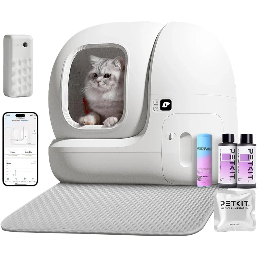 PETKIT PURA MAX-2 Automatic Smart Cat Litter Box Self Cleaning 75L Pet Cat Toilet Odor Removal App Remote Control Global Version