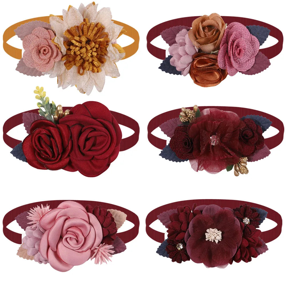 25PCS Flower Bowties For Dogs Fall Thanksgiving Dog Grooming Small Dog Cat Bow Tie Collar Dog Accessories Luxury Fashion