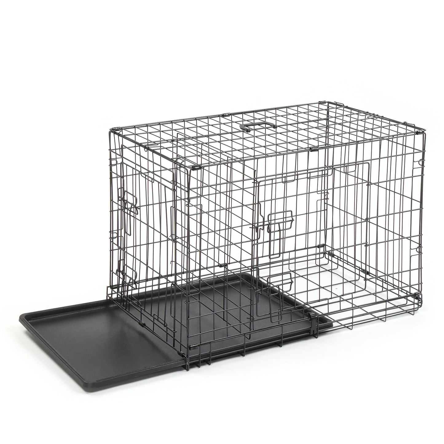 30 inch iron foldable plastic tray with divider, black cat and dog cage