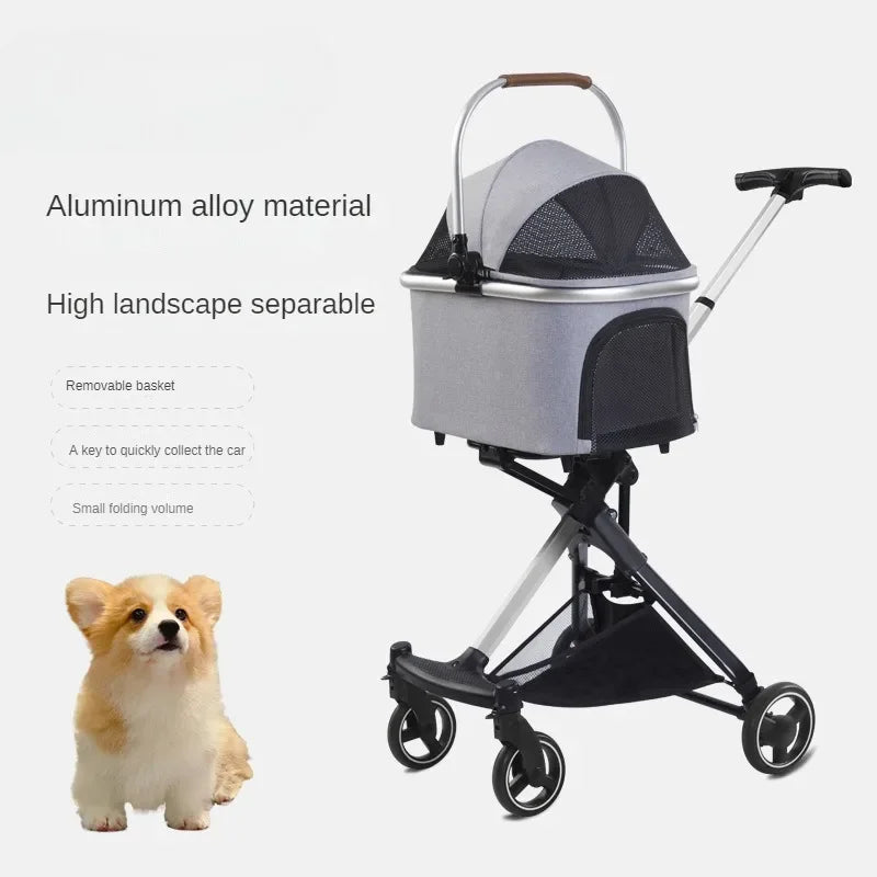 Small and Medium-sized Dog Pet Cart Retractable Luxury Foldable Dog Cart Cat Dog Cart