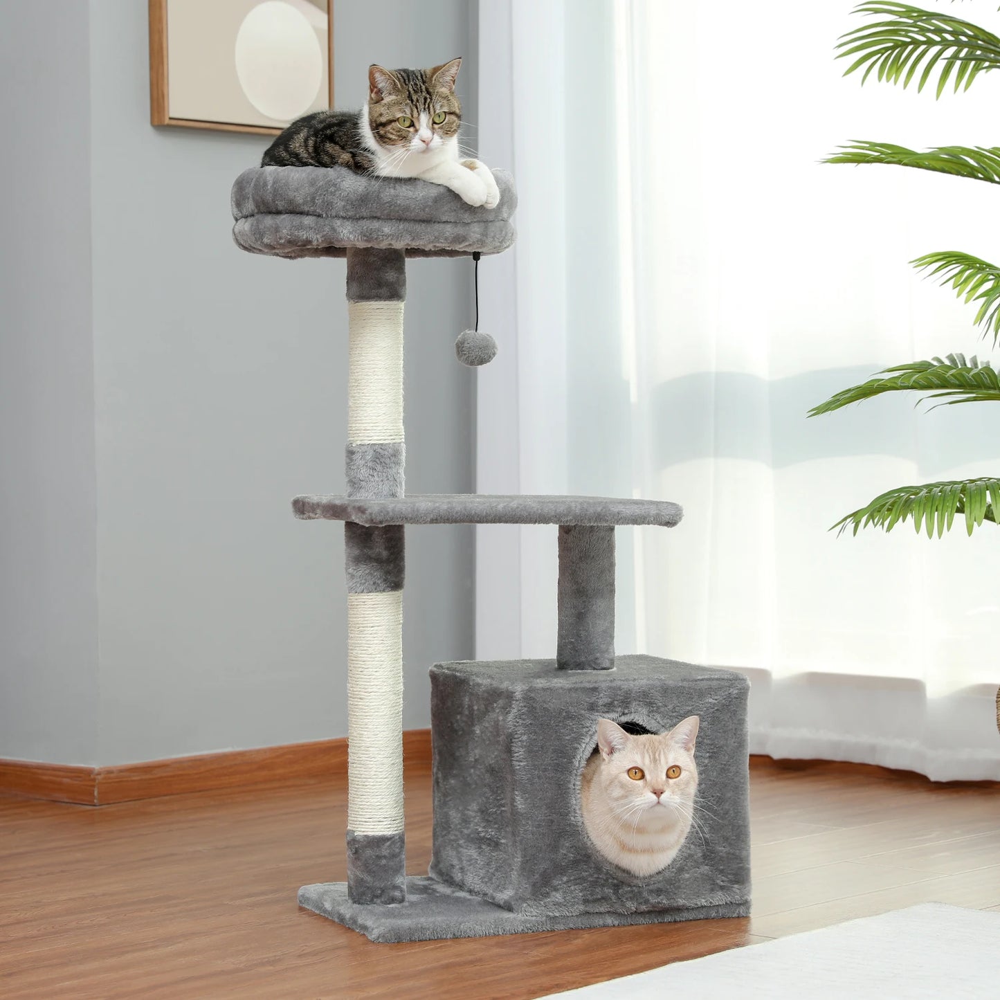 Small Cat Tree with Sisal Scratching Posts, Top Perch, Cozy Condo, Cat Tower for Indoor Cats, Cat Accessories, Scraper for Cats