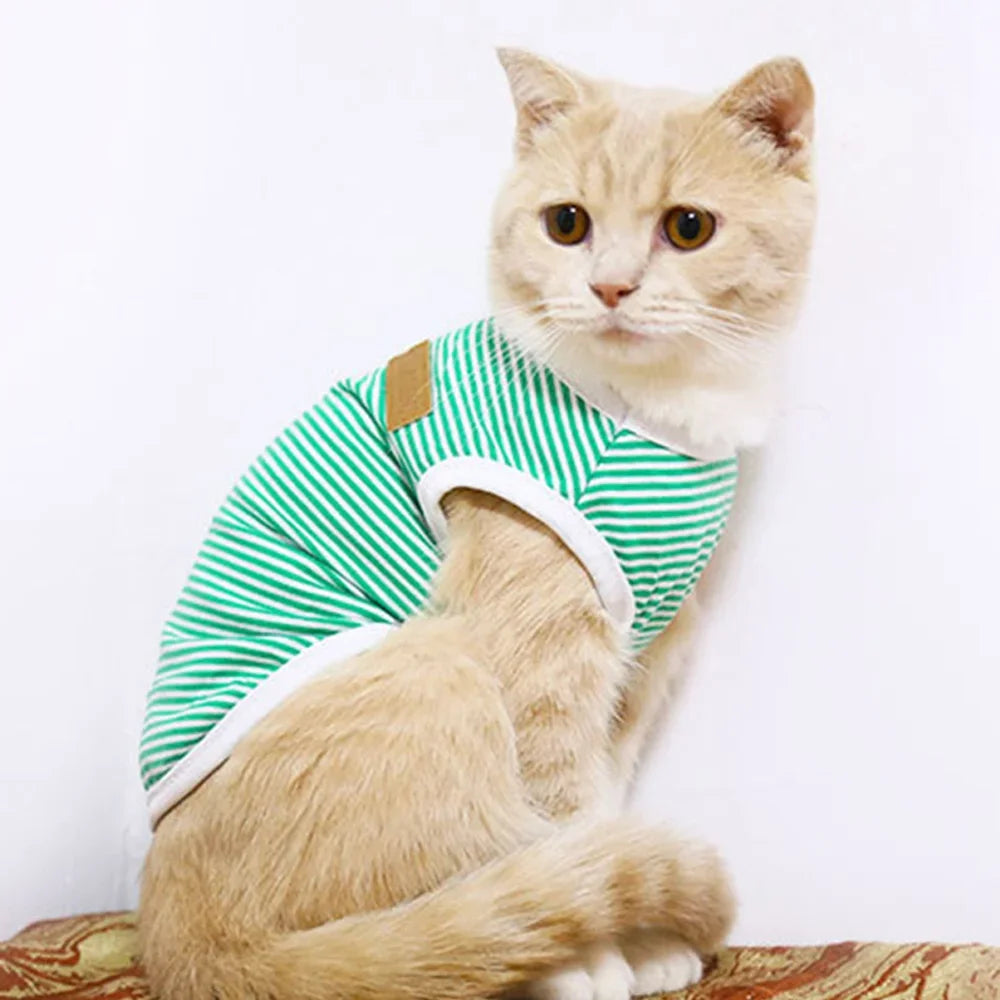 1PC Cute Dog Cat Pet Clothes Cotton Stripe Vest Pet Supplies