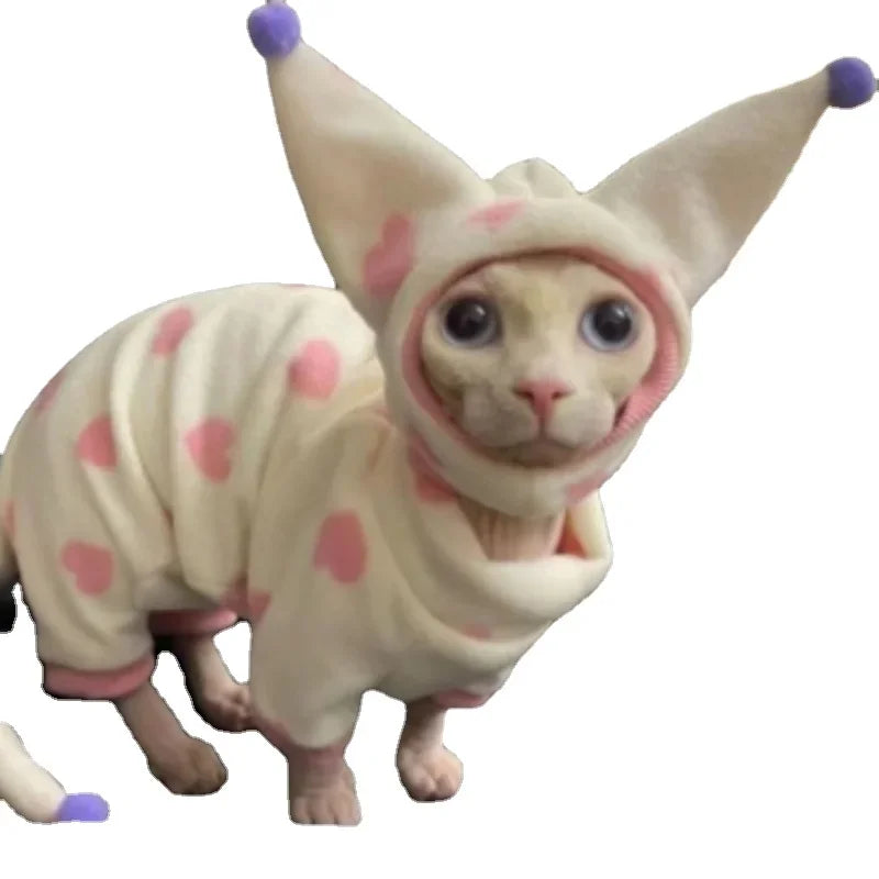 Autumn New Hairless Cat German Cat Clothes Warm Thickened Plush Four legged Clothing