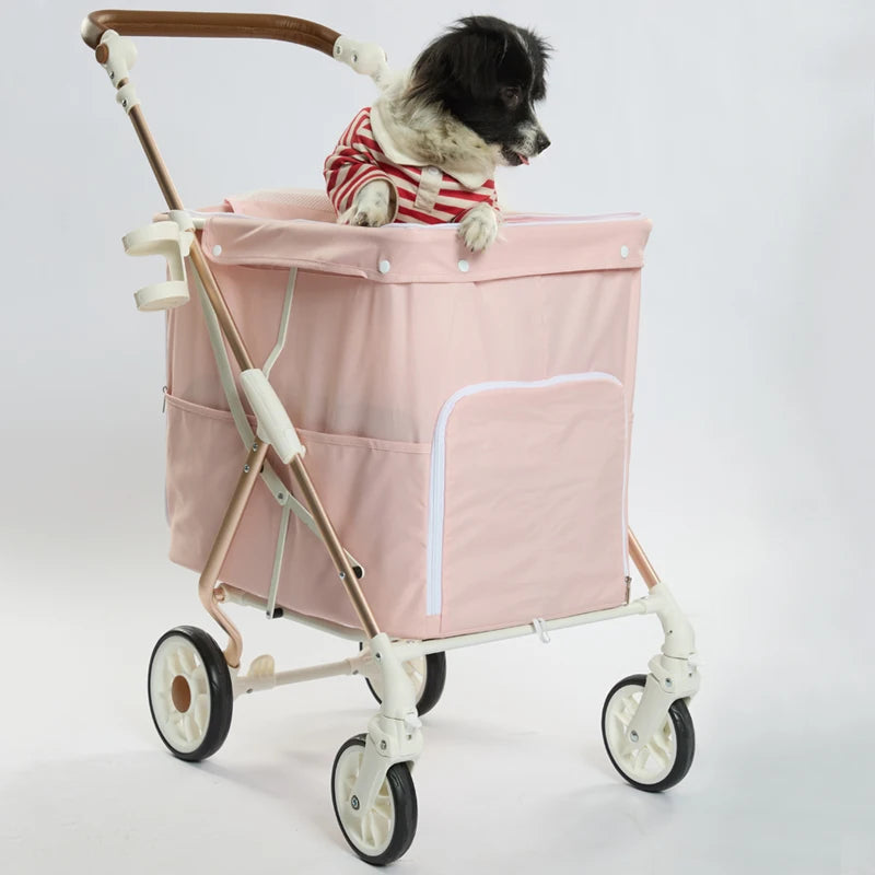 Small Folding Size Household & Outdoor Dog Cart Medium Size Pet Trolley Cart Stroller For Fat Cat