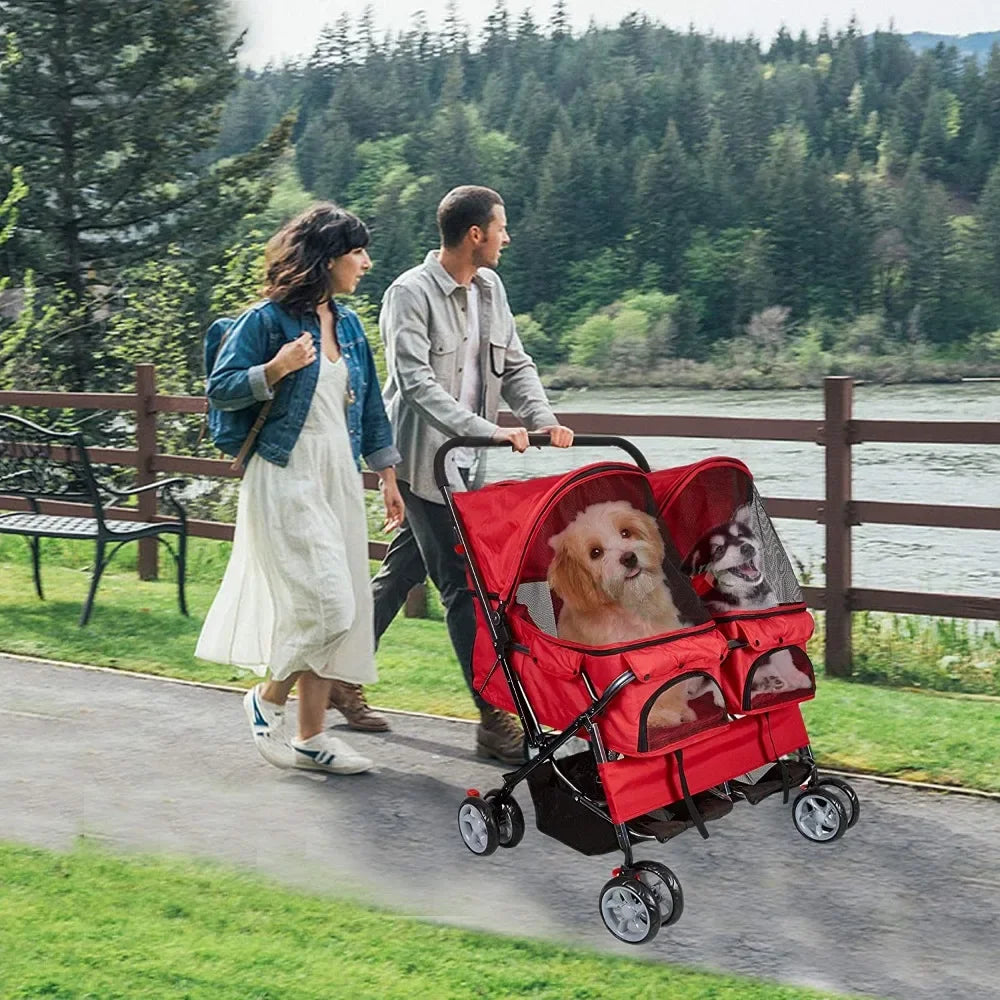 Pet Strollers 4-Wheel Dog Cart/Wheelchair, Animal Exercise Wheels Pet/Doggie Wheelchairs with Disabled Hind Legs Pet Strollers