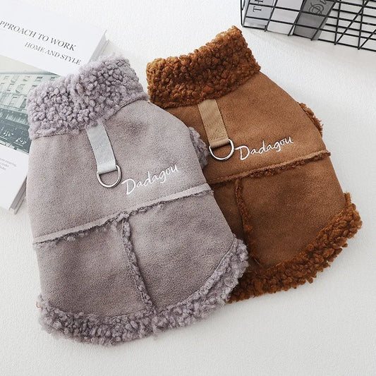 Pet Warm Dog Coat Winter Dog Jacket Solid Fleece Dog Clothes Thickened Plush Dog Vest Chihuahua Bichon Dachshund Cat Dog Apparel