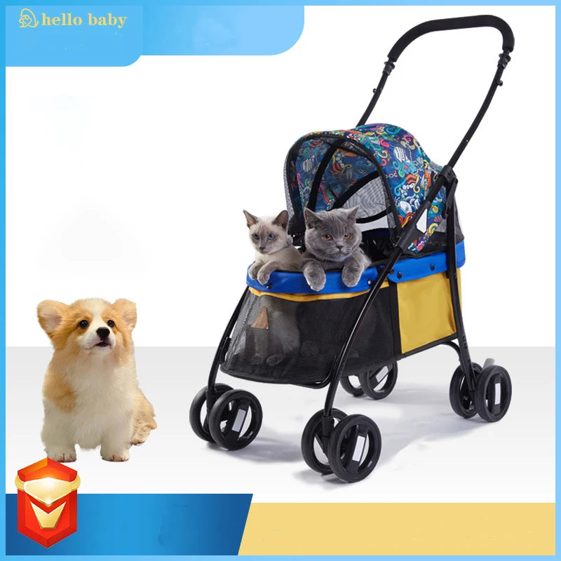 Portable Breathable Dog Cat Trolley Foldable Pet Stroller for Cats and Dogs Precision Structural Design