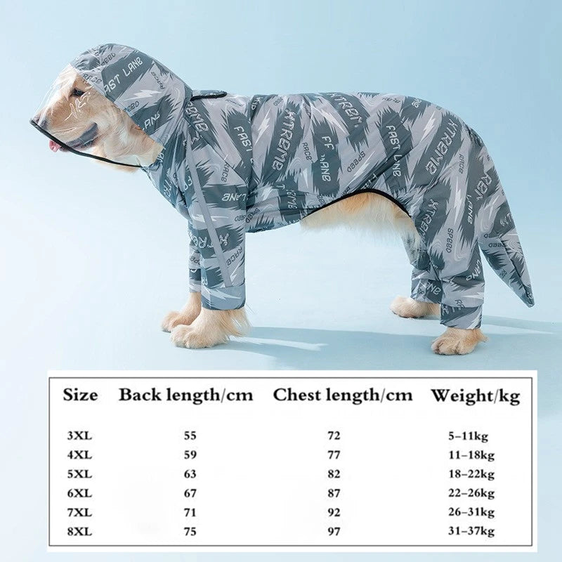 Pet Waterproof Rainwear ,Clothes Four Seasons Outdoor All-inclusive Reflective Dog Raincoat Schnauzer Golden Retriever Costumes