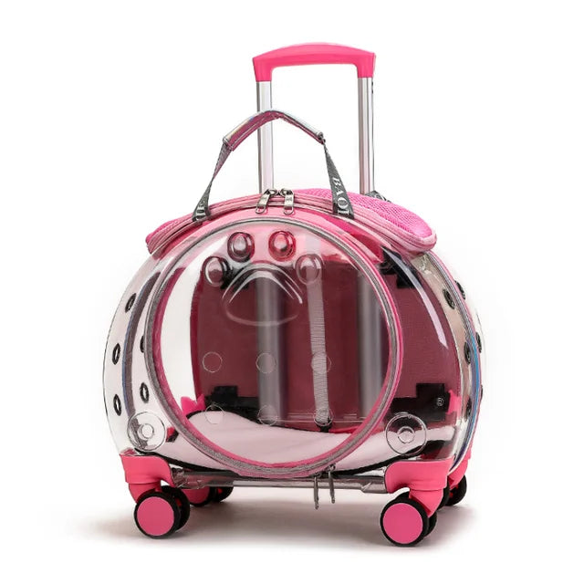 Pet Trolley Travel Bag Cat Carrier Bag Breathable Pet Backpack Portable Cat Bag Carrying For Dogs Large Space Cat Backpack