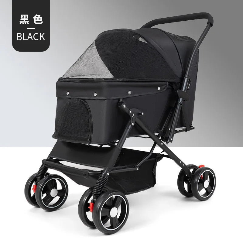 Reversible pet stroller dog dog cat light foldable out pet stroller small dog stroller