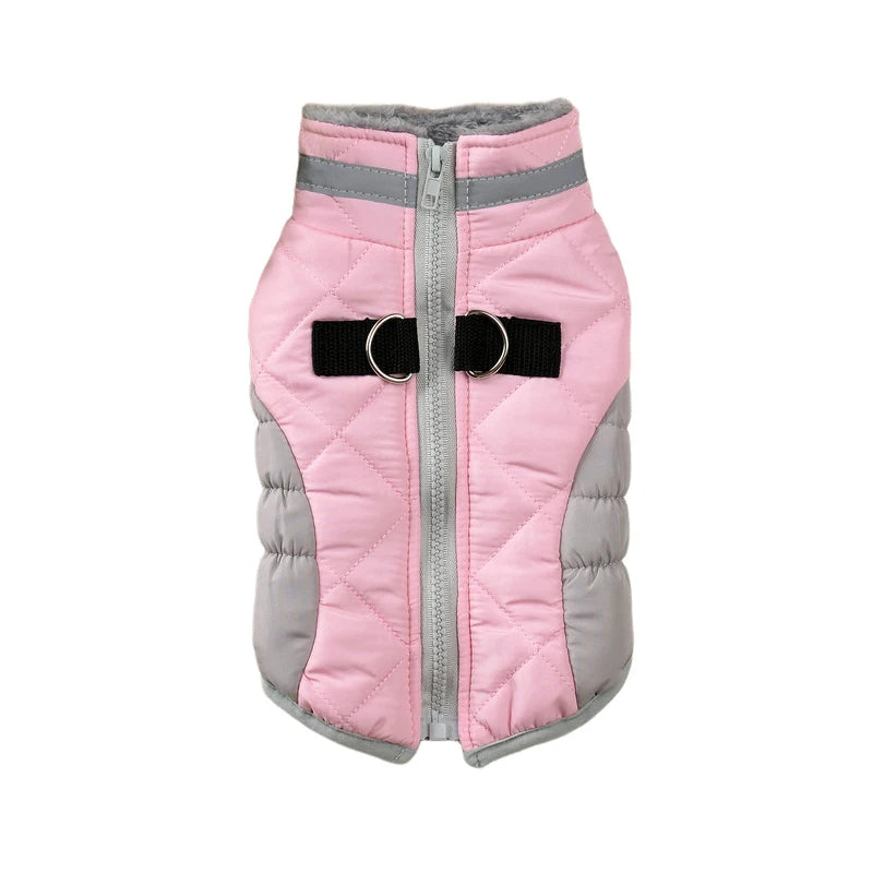 Reflective Dog Winter Jacket with Harness Cold Weather Clothes for Small Medium Dogs Turtleneck Thermal Fleece Lined Dog Coat