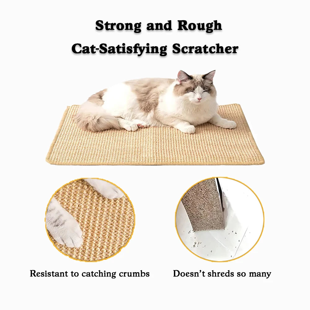 Premium Sisal Cat Scratching Mat - Furniture & Wall Protector - Ideal For Indoor Cats, Promotes Healthy Scratching Habits