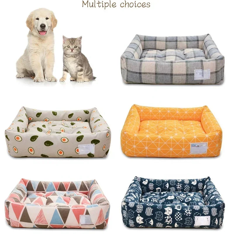 Versatile Square Lattice Dog / Cat Bed: Detachable, Washable Pet Bed & Cat Nest - Double-Sided Usable Cotton Pad & Sleeping Bag for Big and Small Cats!