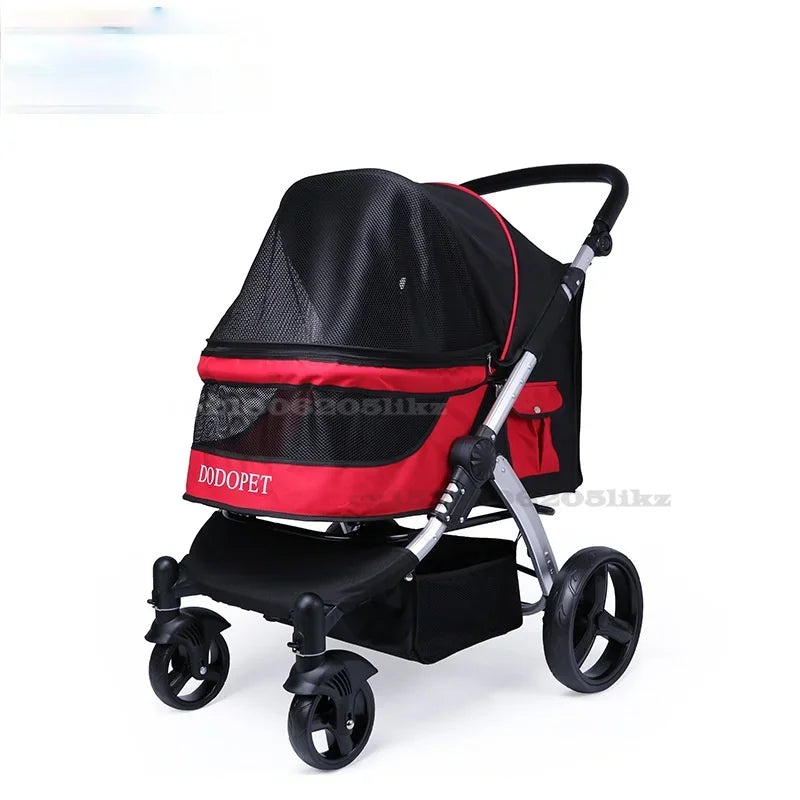 Pet Stroller Foldable Large Four-wheeled Large Medium Small Pet Go Out Cart for Samo Golden Retriever Outing Dog Stroller