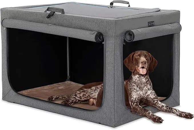 Petsfit 39.5 Inch Travel Dog Crate, Adjustable Design Soft Kennel with Chew Proof Mesh Windows & Thicken Mat, Ideal for Indoor