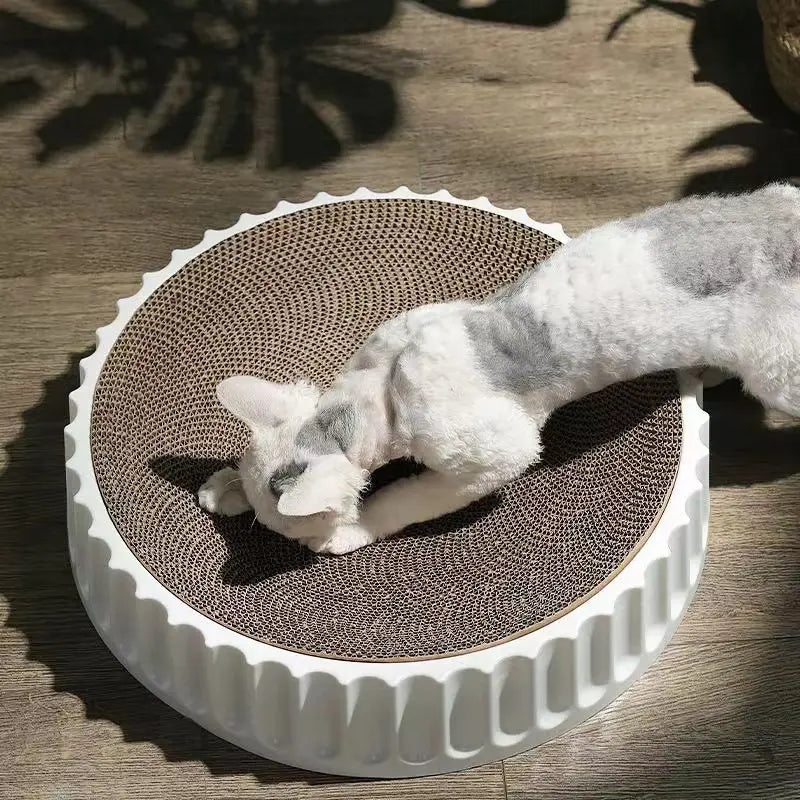 Round Cat Scratcher Pad Grinding Claws Cardboard Corrugated Paper Cats Scratching Board Kitten Scrapers Pet Furniture Supplies