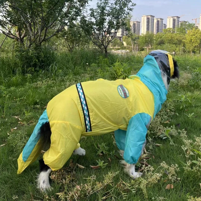 Pet Waterproof Rainwear ,Clothes Four Seasons Outdoor All-inclusive Reflective Dog Raincoat Schnauzer Golden Retriever Costumes