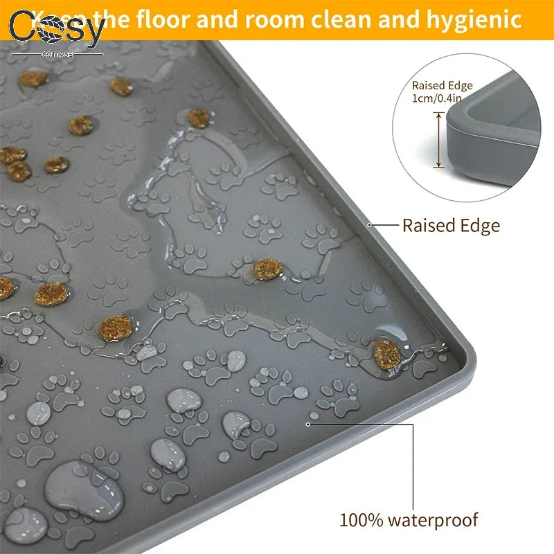 Silicone Waterproof Pet Bowl Pad for Dog and Cat, Pet Placemat Dog Food Bowl Mat Cat Feed Mats, Drinking Feeding Placemat