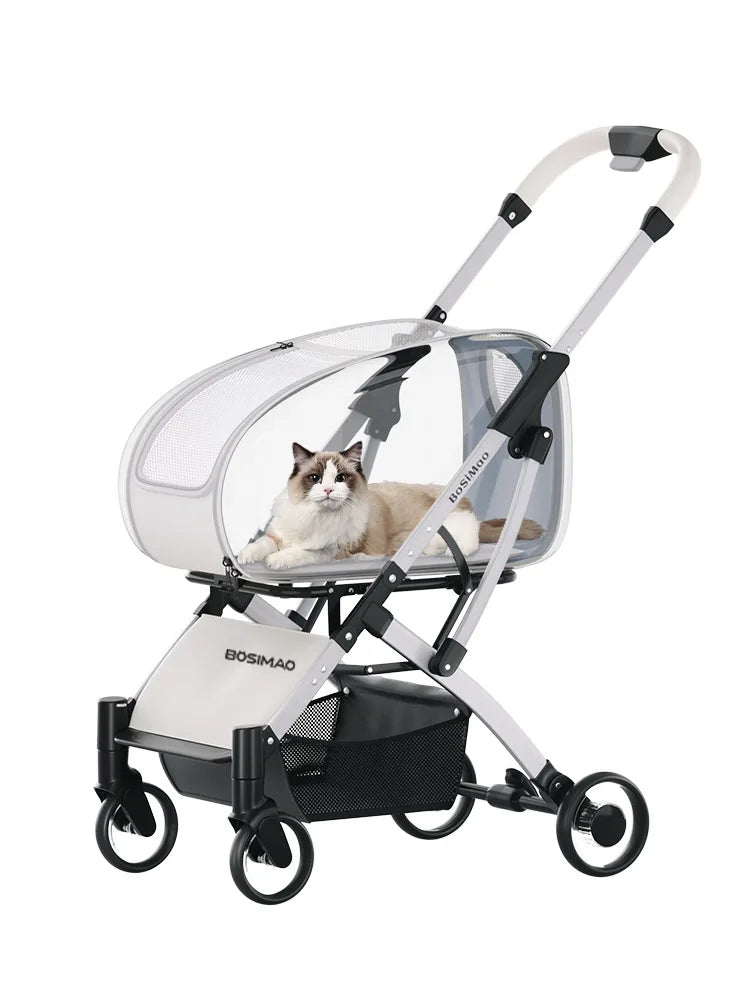 Pet Stroller Lightweight Foldable and Detachable Aluminum Frame Small and Medium-sized Dog Cat and Cat Transport Vehicle