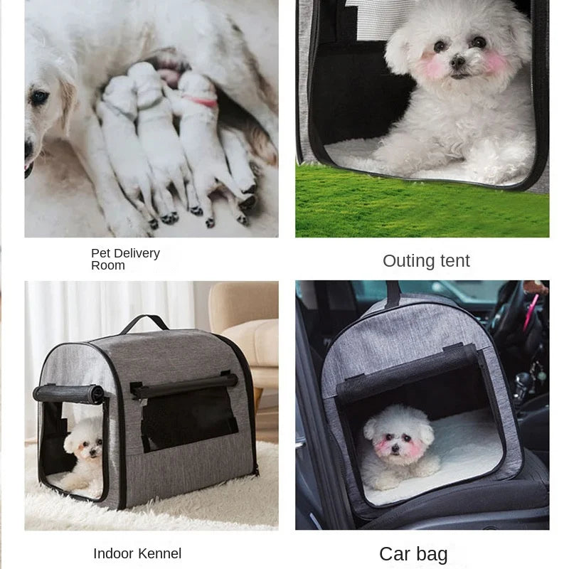 Portable Dog Carrier Bag Pet Car Travel Crates Vehicle Folding Soft Bed Collapsible Kennel House