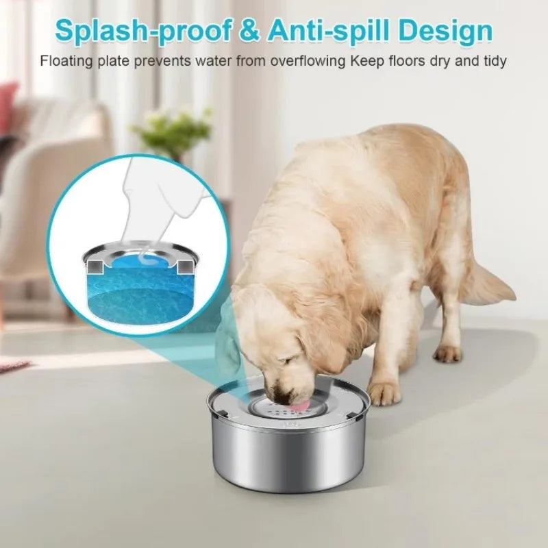 1L 3L Stainless Steel Dog Floating Bowl, No Spill Anti-Splash Dog Water Dispenser, Non-Slip Dog Cat Pet Water Feeder Bowl