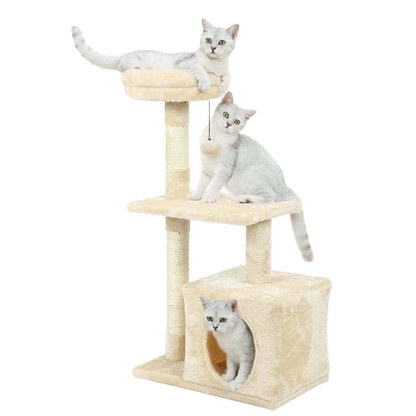 Small Cat Tree with Sisal Scratching Posts, Top Perch, Cozy Condo, Cat Tower for Indoor Cats, Cat Accessories, Scraper for Cats