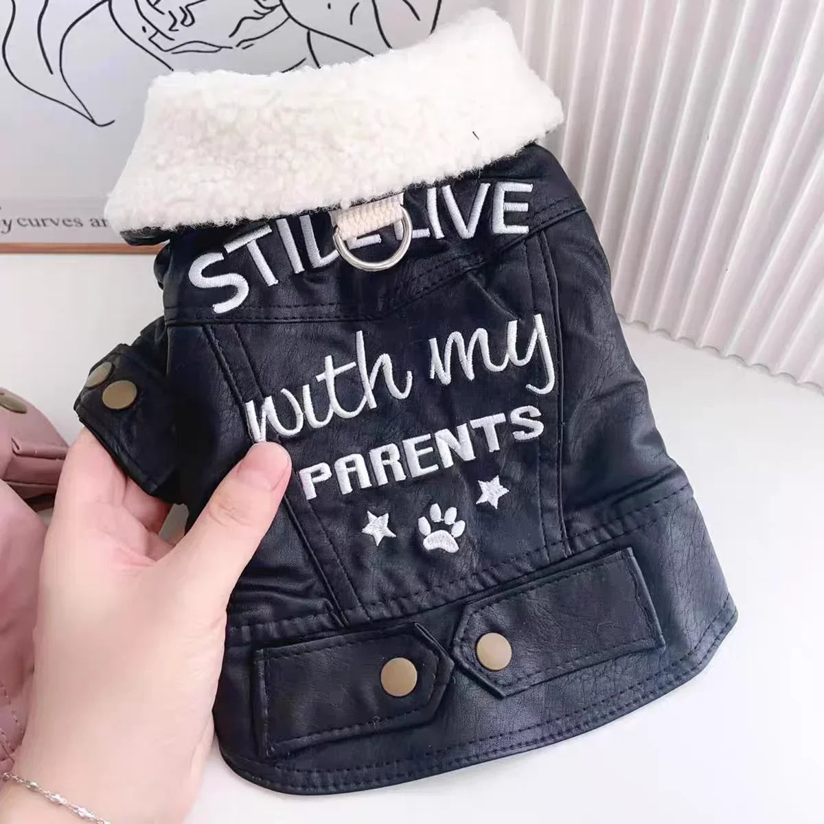 Snow French Bulldog Clothes Black Cream Fall Winter Pet Dog Apparel Outfit Jacket PU Waterproof Suit Cat Kitten Warm Waterproof